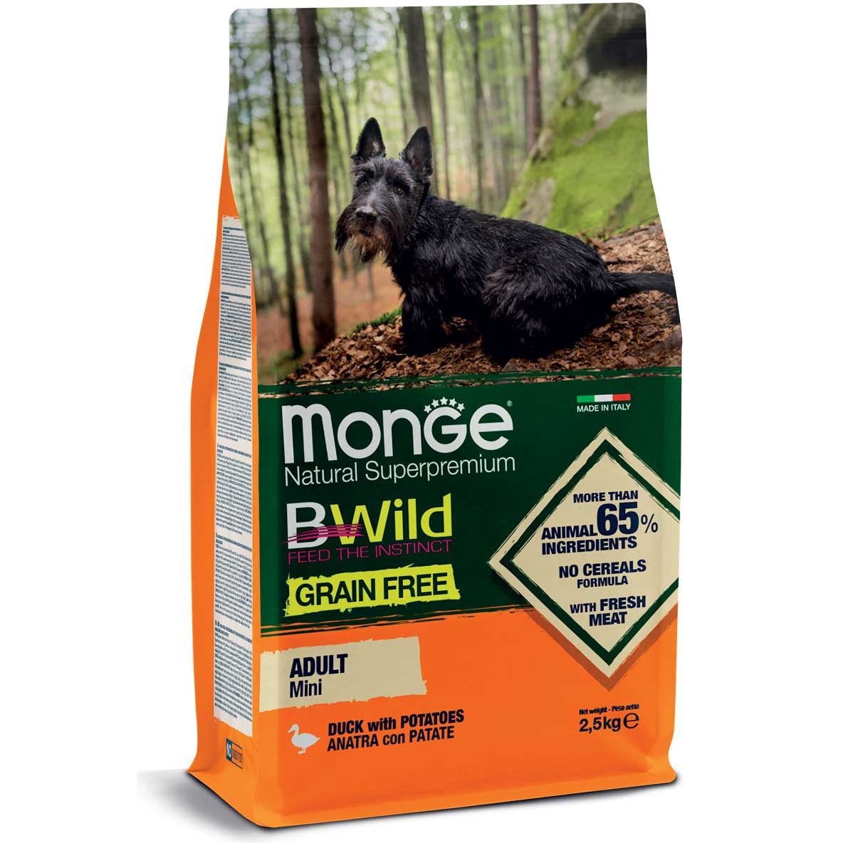 Monge B Wild Grain Free Anatra E Patate Cibo Secco Per Cani Adulti