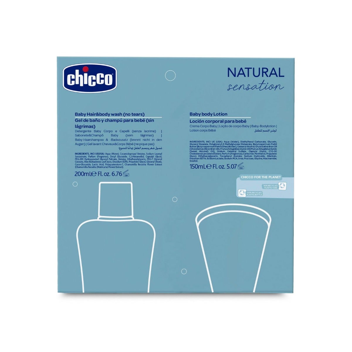 Chicco Natural Sensation Set Detergente Corpo&Capelli 200ml + Crema Corpo 150ml-2