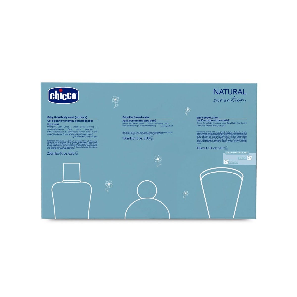 Chicco Natural Sensation Set Detergente Corpo&Capelli 200ml + Crema Corpo 150ml + Acqua Profumata 100ml-2