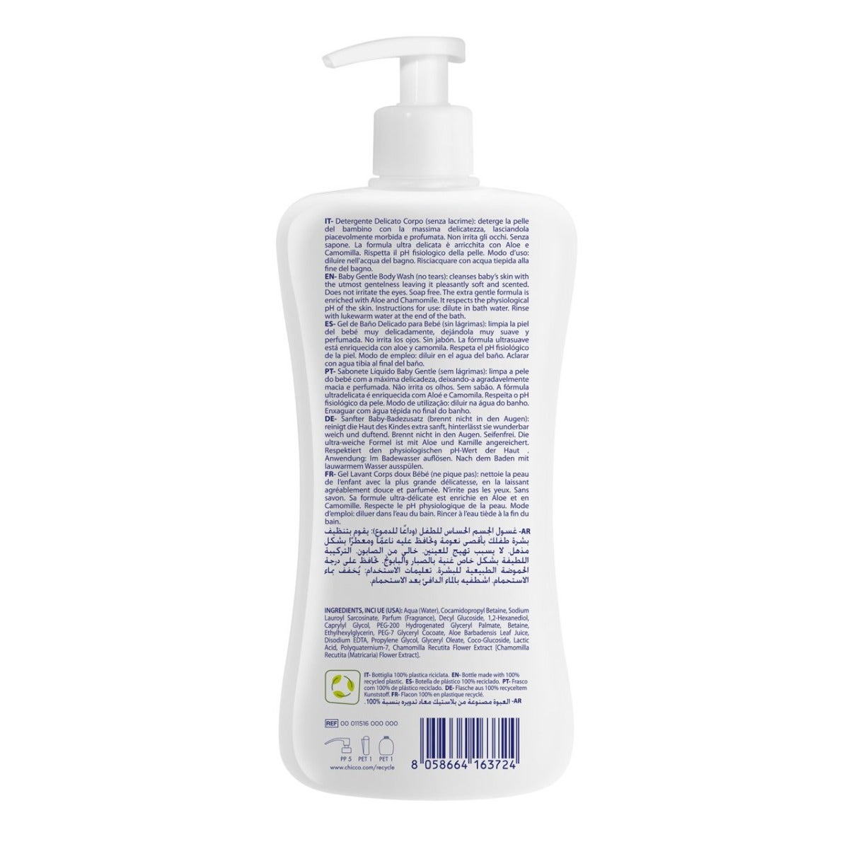 Chicco Natural Sensation Baby Detergente Corpo Delicato 500ml 0Mesi+-2