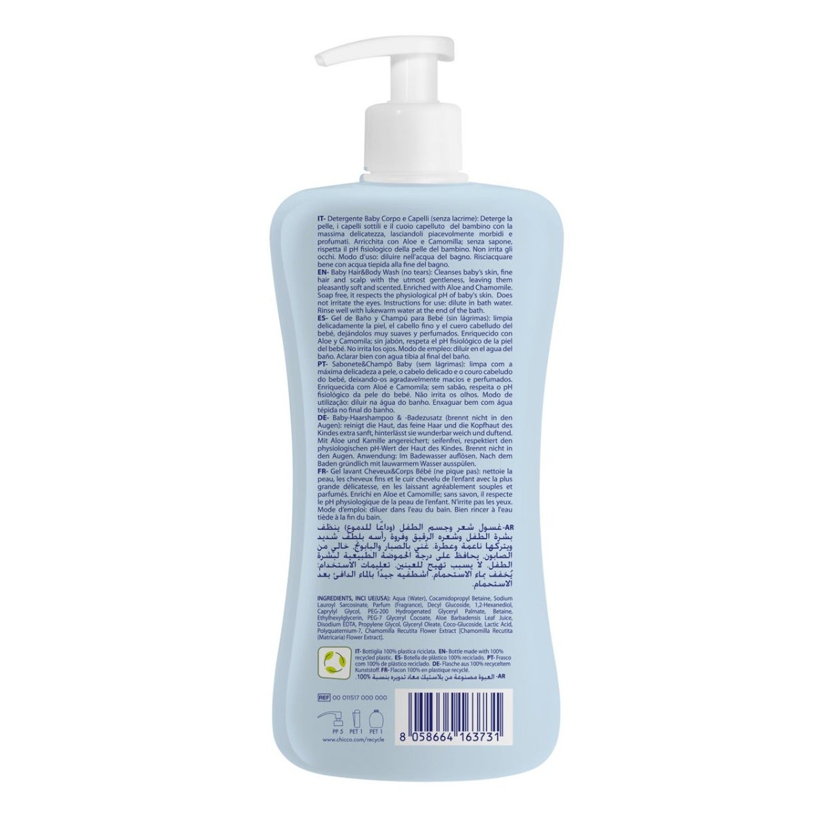 Chicco Natural Sensation Baby Detergente Corpo E Capelli 500ml 0Mesi+-2