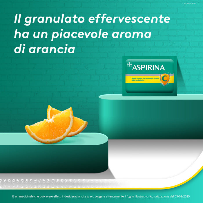 Aspirina C Antinfiammatorio e Antidolorifico per Influenza e Febbre con Vitamina C 10 Buste Arancia