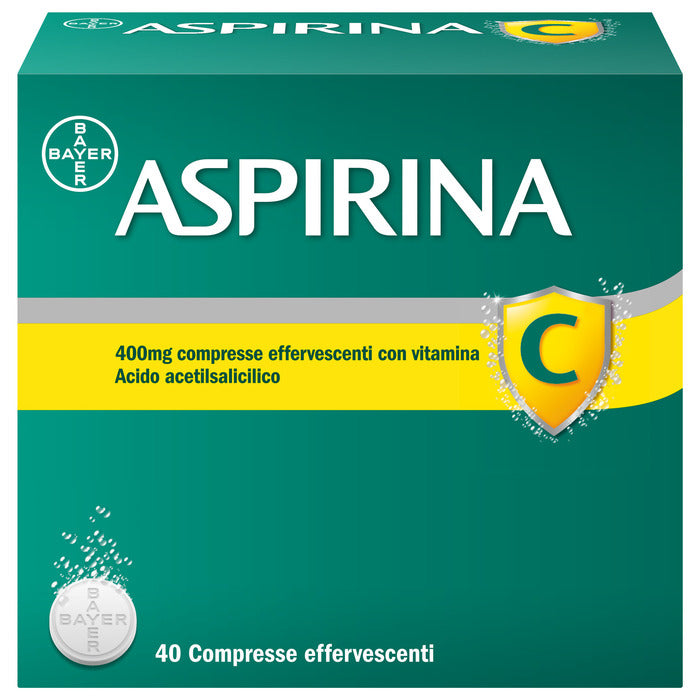 Aspirina C Antinfiammatorio Antidolorifico per Influenza Raffreddore e Febbre con Vitamina C 40 Cpr
