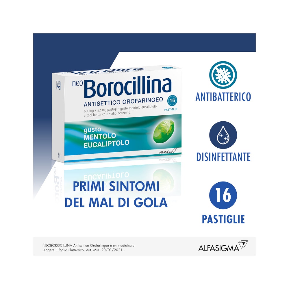 Neoborocillina Antisettico Orofaringeo 16 Pastiglie Mentolo Eucaliptolo-7