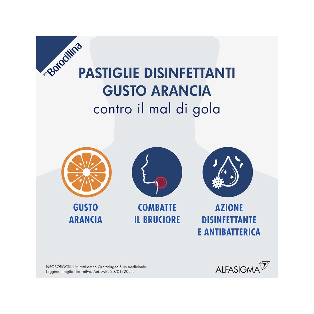 Neoborocillina Antisettico Orofaringeo 16 Pastiglie Arancia-8