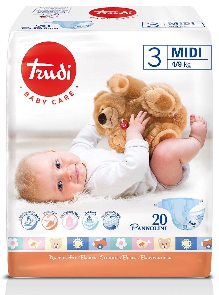 Trudi Baby Care Pannolini Bambini Midi 4/9kg 20 Pezzi-3