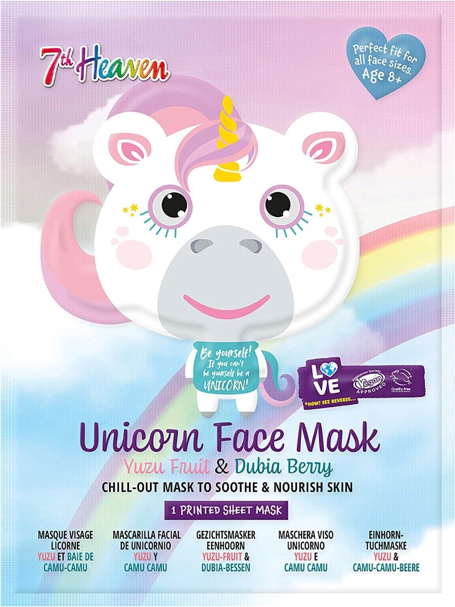 7th Heaven Maschera Viso Tessuto Stampa Unicorno Adulti/Bambini 8 Anni+-1