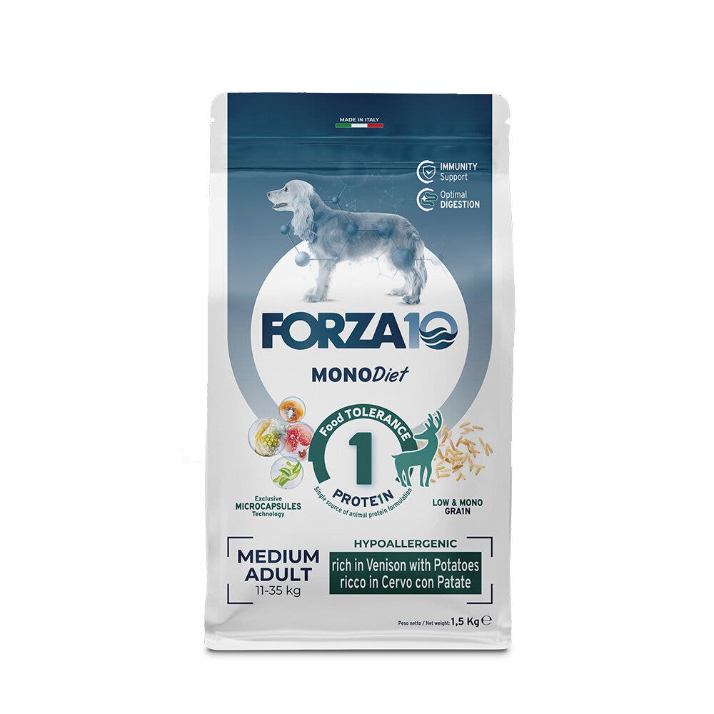 Forza10 Medium Diet Crocchette Al Cervo Con Patate Cani Adulti Taglia Media Sacco 1,5kg-1