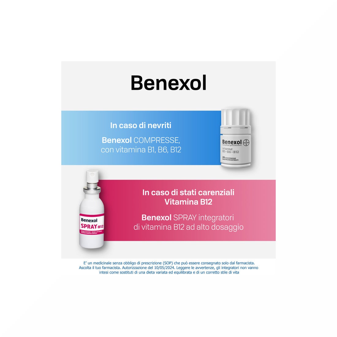 Benexol Trattamento per Carenza di Vitamine Gruppo B con Vitamina B1 B6 B12 20 Cpr Gastroresistenti-20