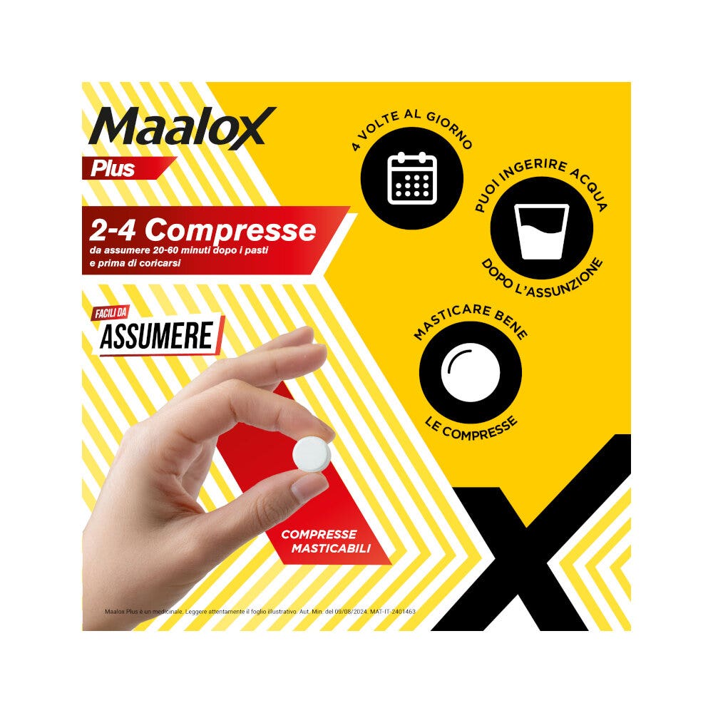 Maalox Plus Azione Rapida Contro Bruciore e Acidità di Stomaco 30 cpr-6