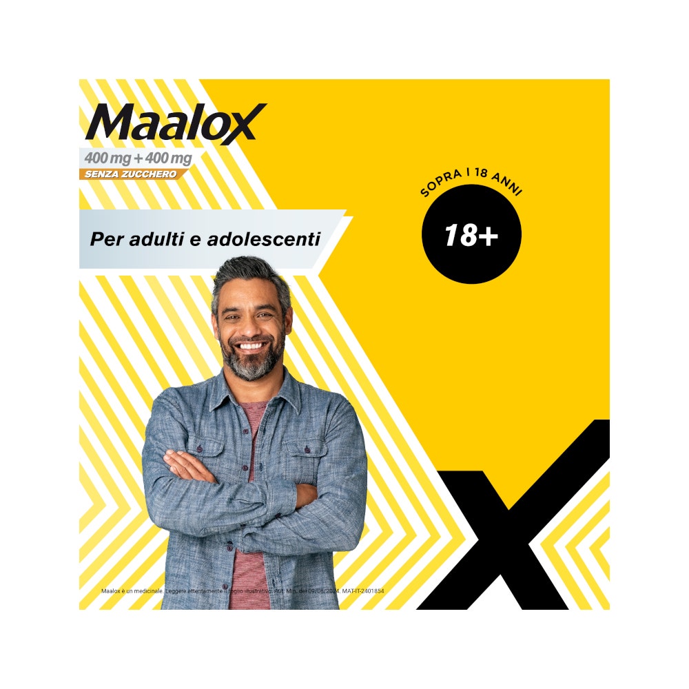Maalox 400+400 Mg Contro Acidità di Stomaco Occasionale Senza Zucchero 30 cpr-19