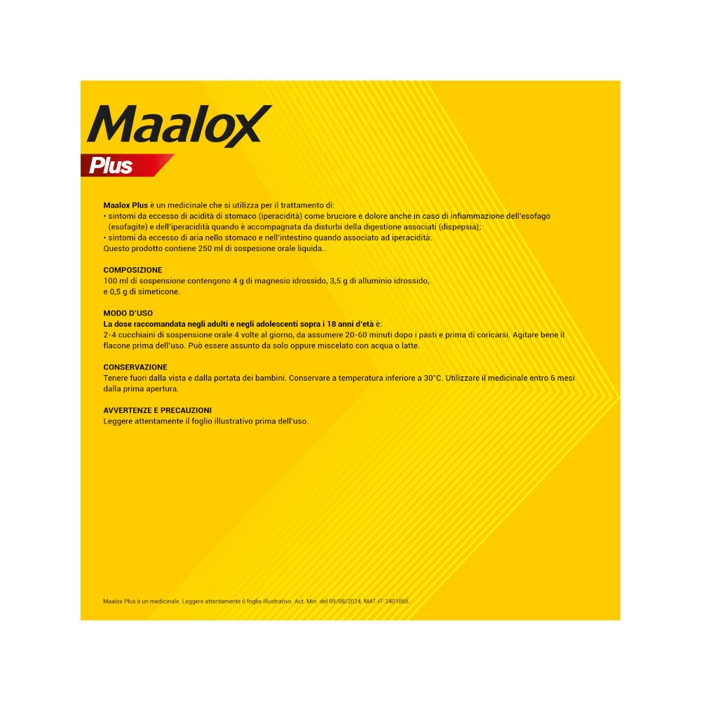Maalox Plus Sospensione Orale Contro Bruciore e Acidità di Stomaco 250 ml-8