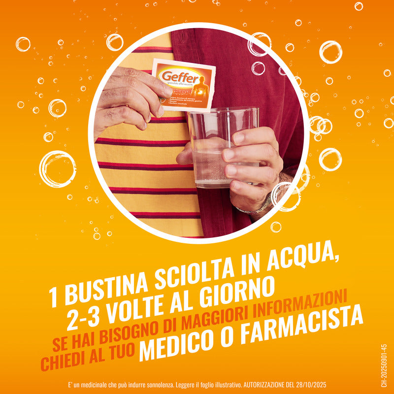 Geffer Granulato Effervescente Antiacido contro Bruciore di Stomaco Nausea e Gonfiore 24 Bustine