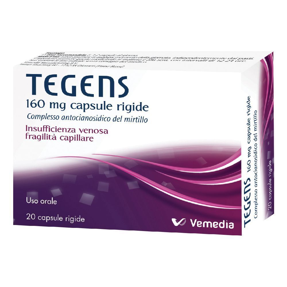 Tegens 160 mg per l'insufficienza venosa, gambe gonfie, stanche e pesanti 20 capsule