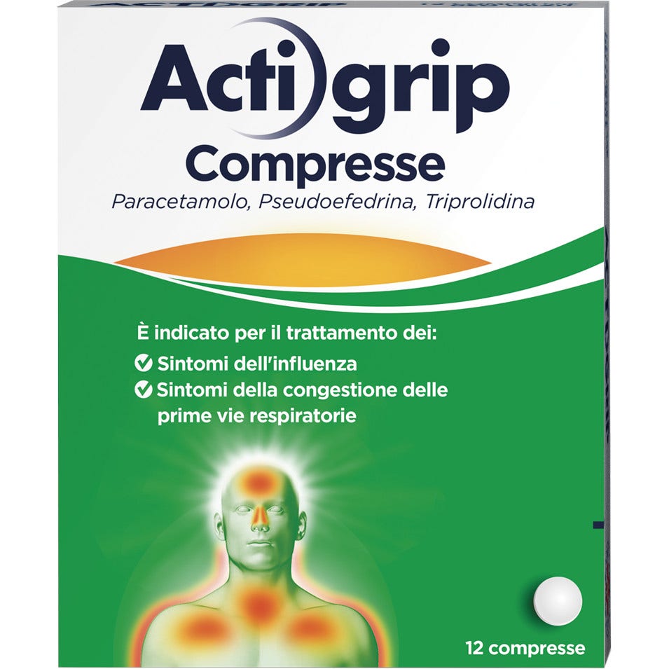 Actigrip 12 Compresse per Raffreddore Cefalea Mal di testa Febbre e Influenza-2