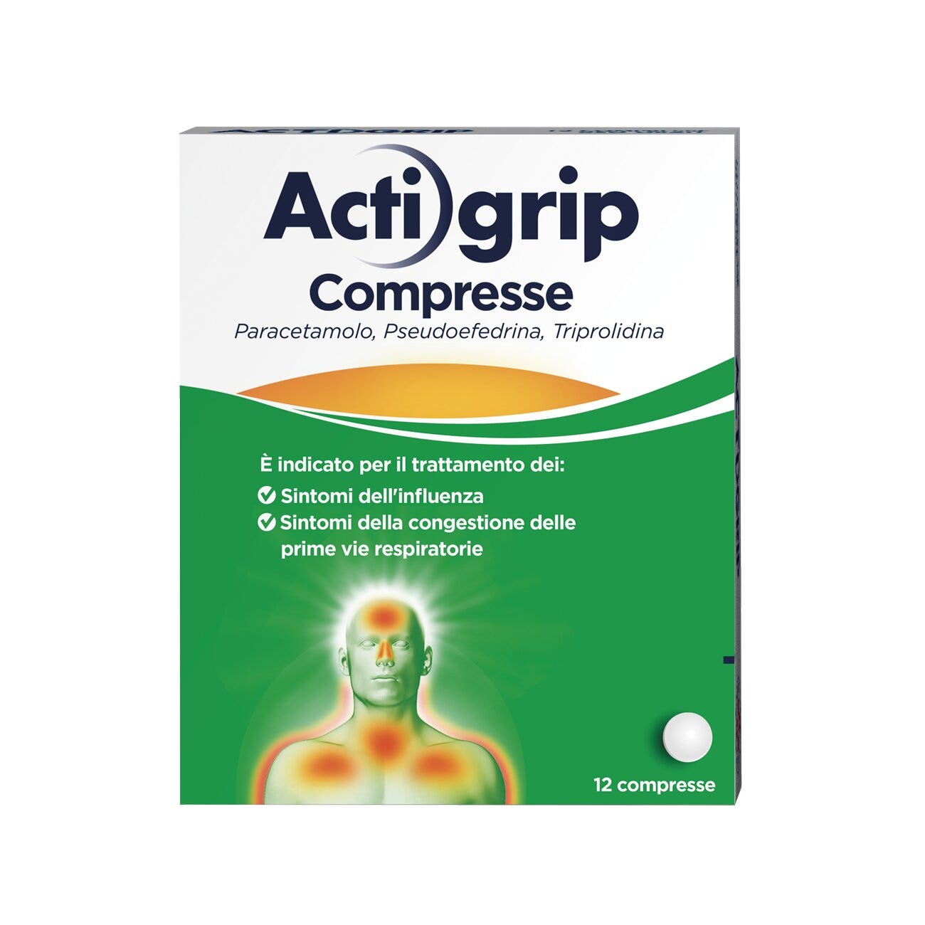 Actigrip 12 Compresse per Raffreddore Cefalea Mal di testa Febbre e Influenza-1