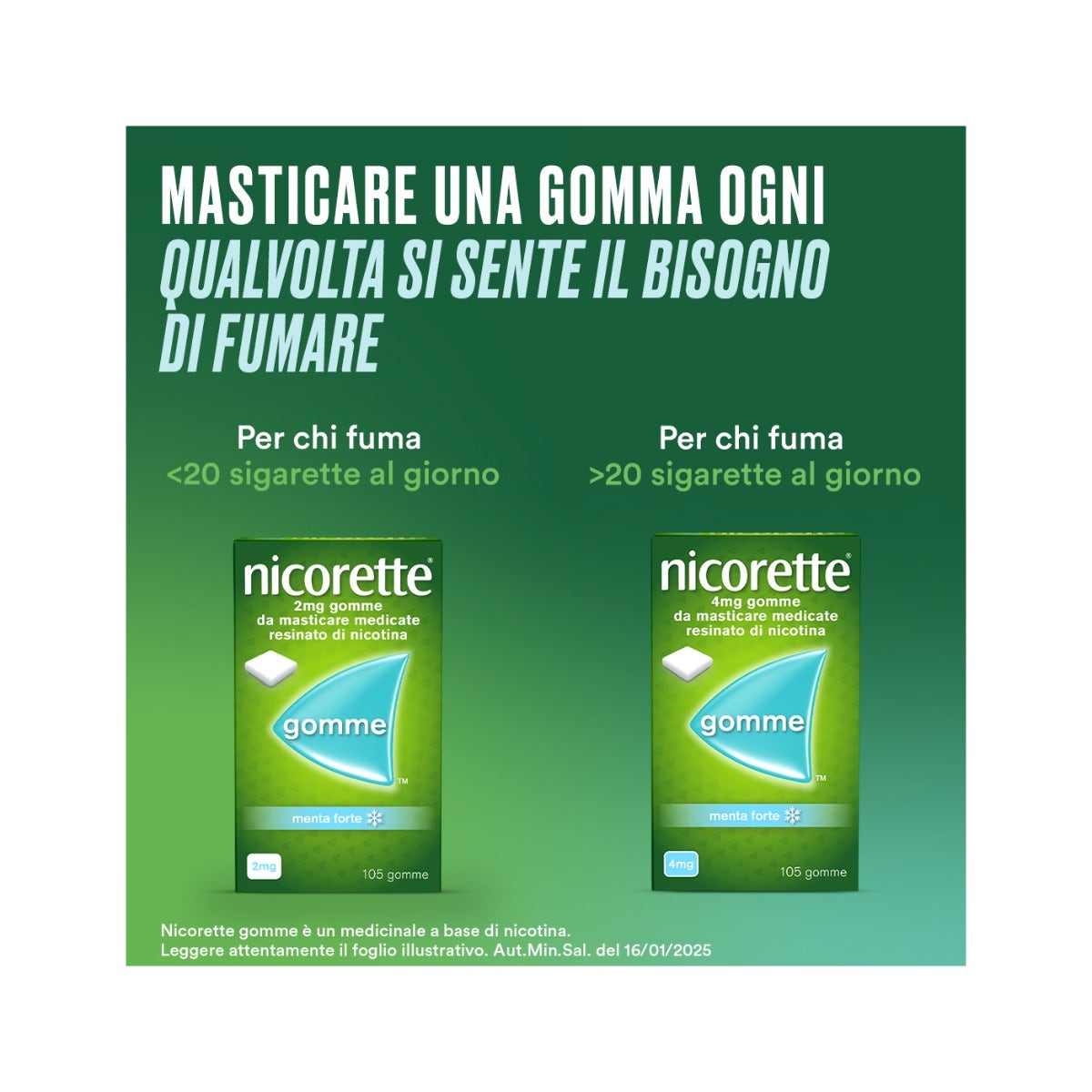 Nicorette 105 Gomme Masticabili 2mg Menta - Sollievo Fumo-6