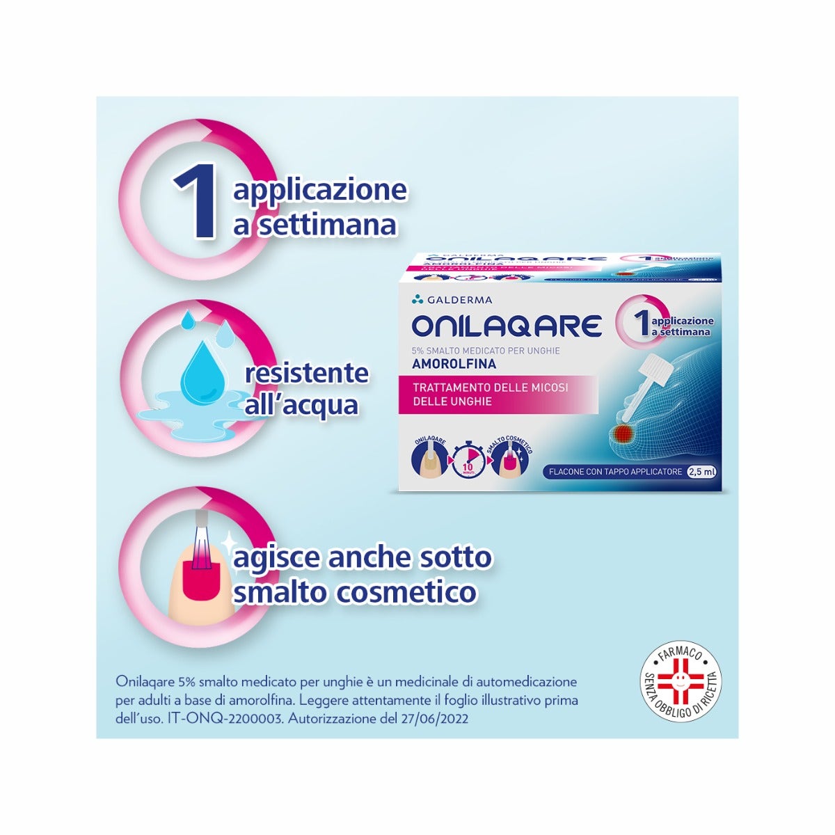 Onilaqare Smalto Medicato Unghie Flacone 2,5ml 5% Con Tappo Applicatore -5