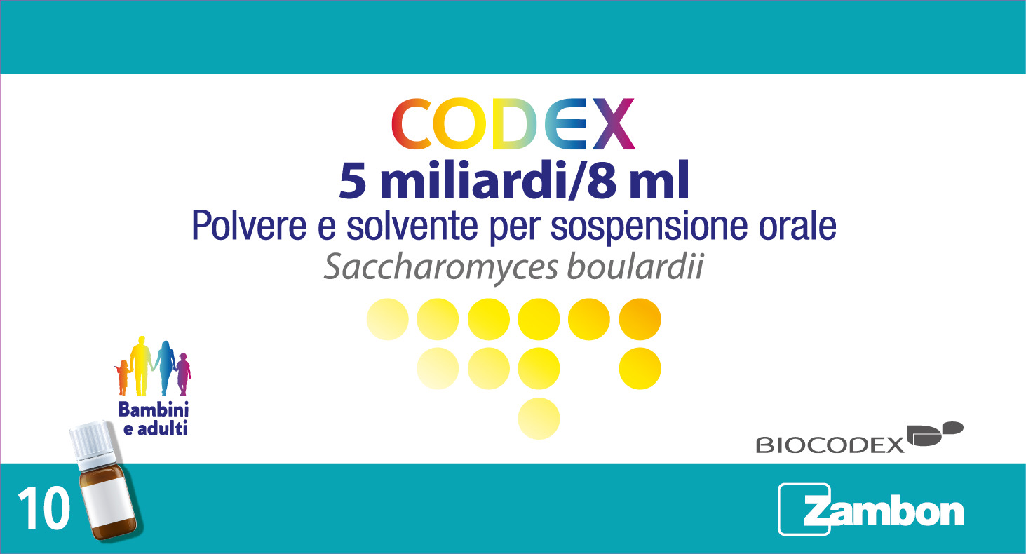 Codex 5 Miliardi/8 ml Polvere e Solvente per Sospensione Orale 10 Flaconcini in Pet di Solvente con Polvere in Tappo Contenitore in Ldpe-0