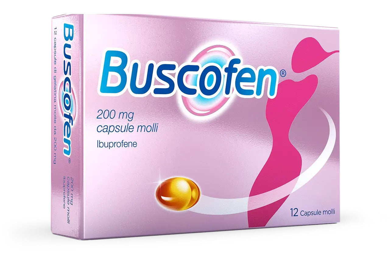 Buscofen 200 mg Con Ibuprofene Analgesico Contro Dolori Da Ciclo 12 Capsule Molli