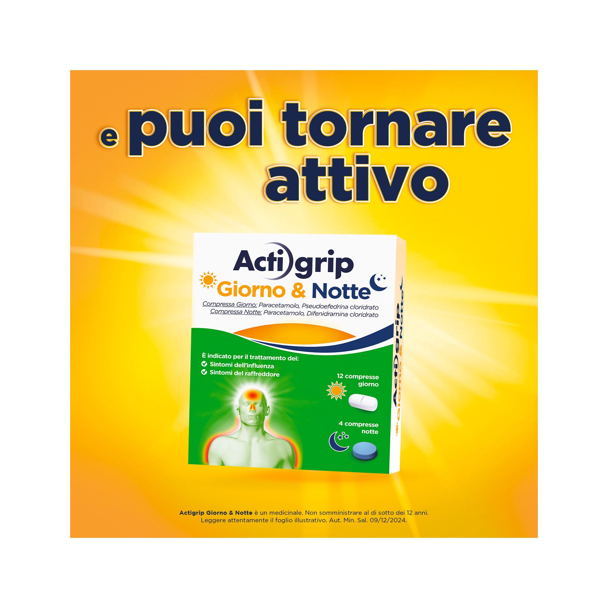 Actigrip Giorno e Notte Compresse per Raffreddore Febbre e Influenza-8
