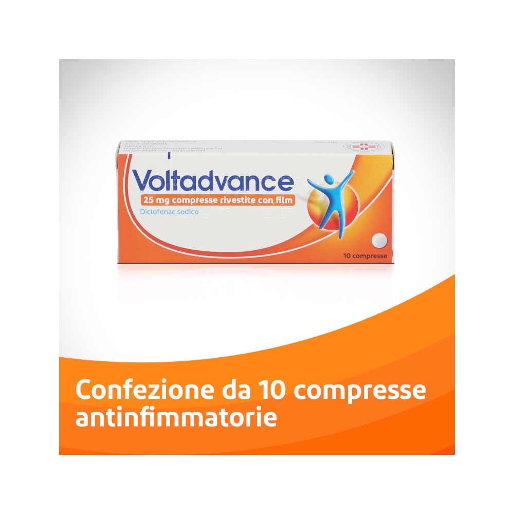Voltadvance Antinfiammatorio 25mg Diclofenac Per Cervicale Mal Di Schiena Dolori Articolari 10 Compresse-4