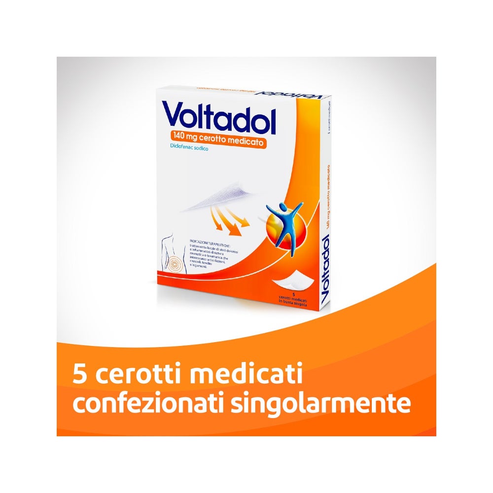 Voltadol Antinfiammatorio 140mg Diclofenac Dolori Muscolari Mal di Schiena 5 Cerotti Medicati-4