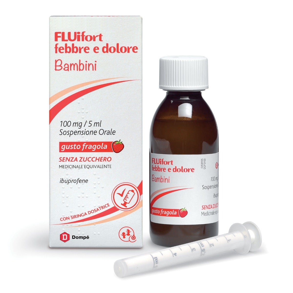 Fluifort Febbre E Dolore Gusto Fragola Senza Zucchero 150ml 100mg/5ml -2