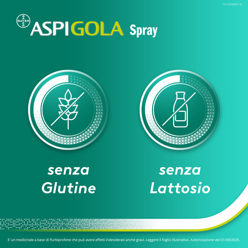 Aspi Gola Spray Antinfiammatorio per Gola Infiammata Faringite e Mal di gola con Flurbiprofene 15ml