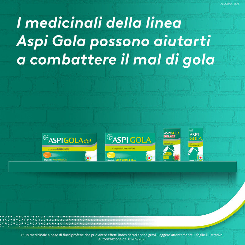 Aspi Gola Caramelle Antinfiammatorio per Gola Infiammata e Mal di gola 24 pastiglie Limone Miele