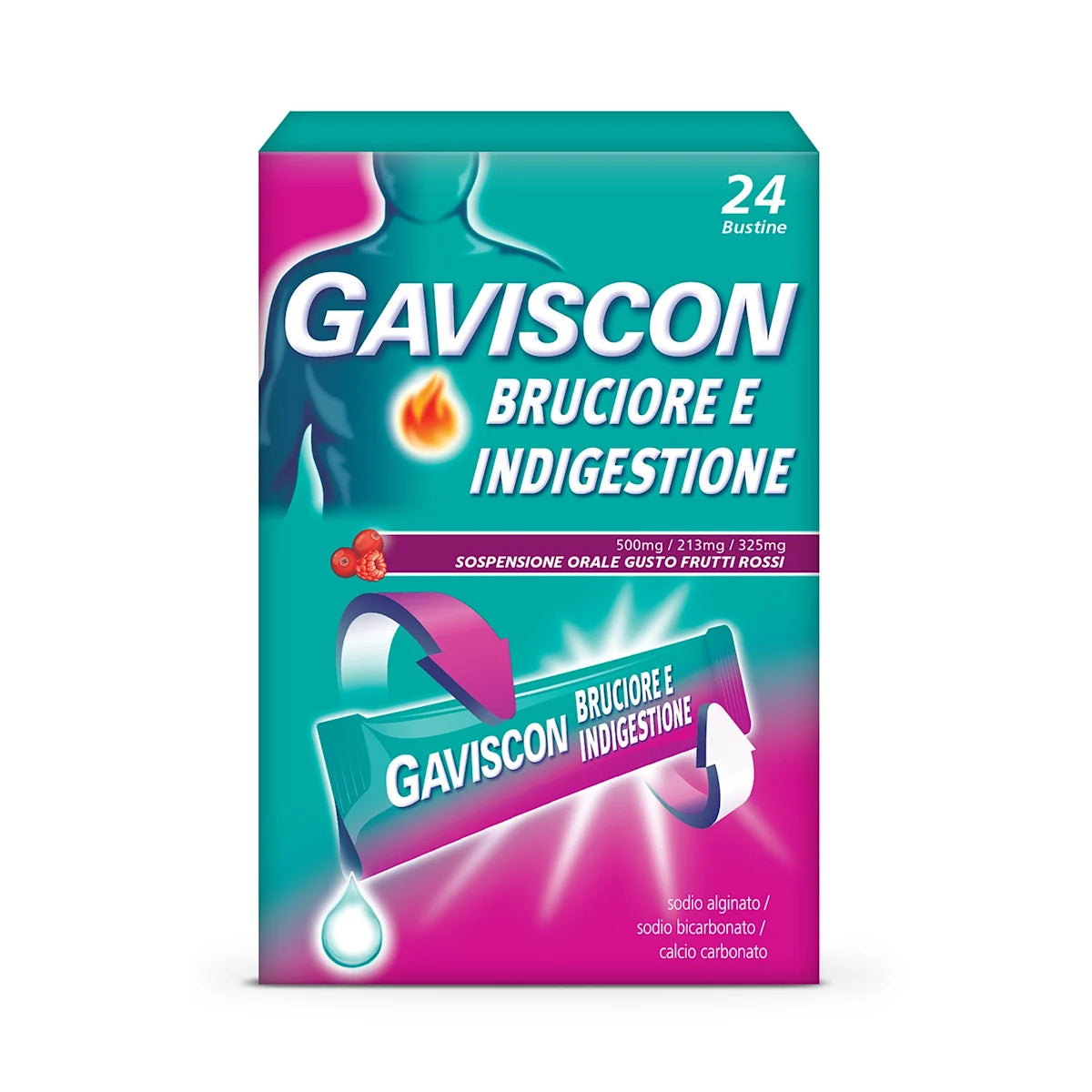 Gaviscon Bruciore E Indigestione Gusto Frutti Rossi 24 Bustine