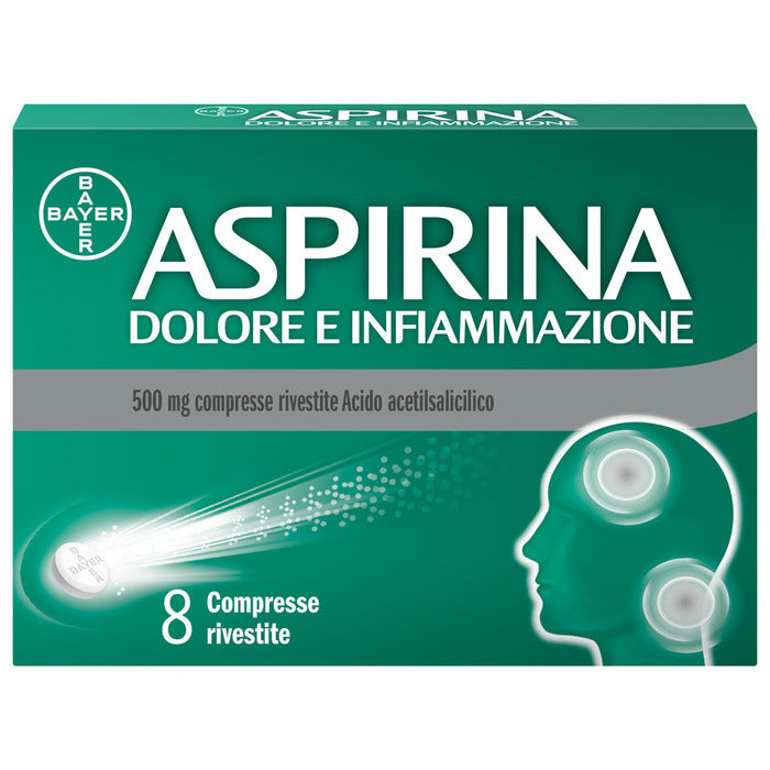 Aspirina Dolore e Infiammazione Antidolorifico Antinfiammatorio per Mal di Testa e Dolori 8 Cpr