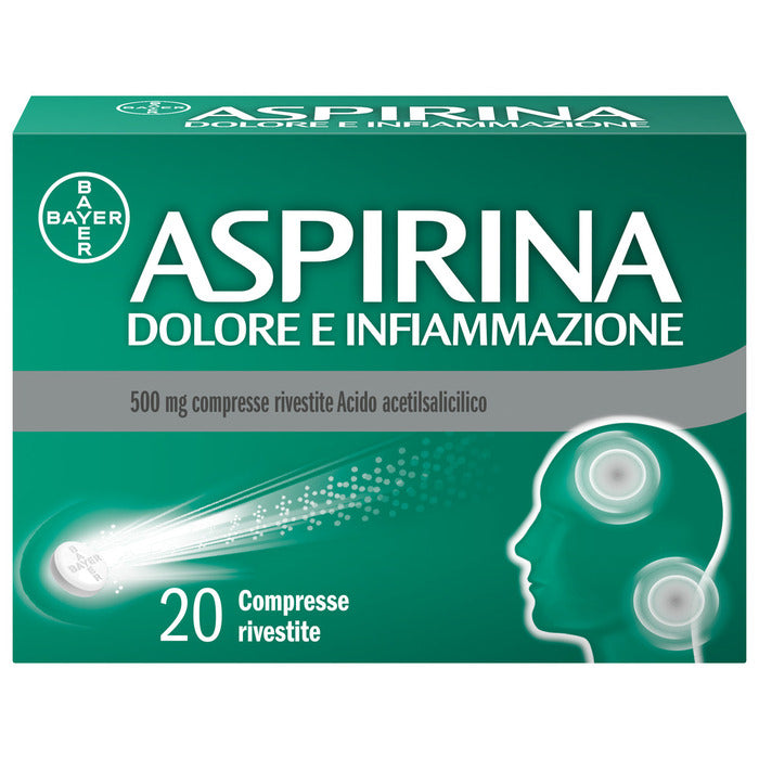 Aspirina Dolore e Infiammazione Antidolorifico Antinfiammatorio per Mal di Testa e Dolori 20 Cpr