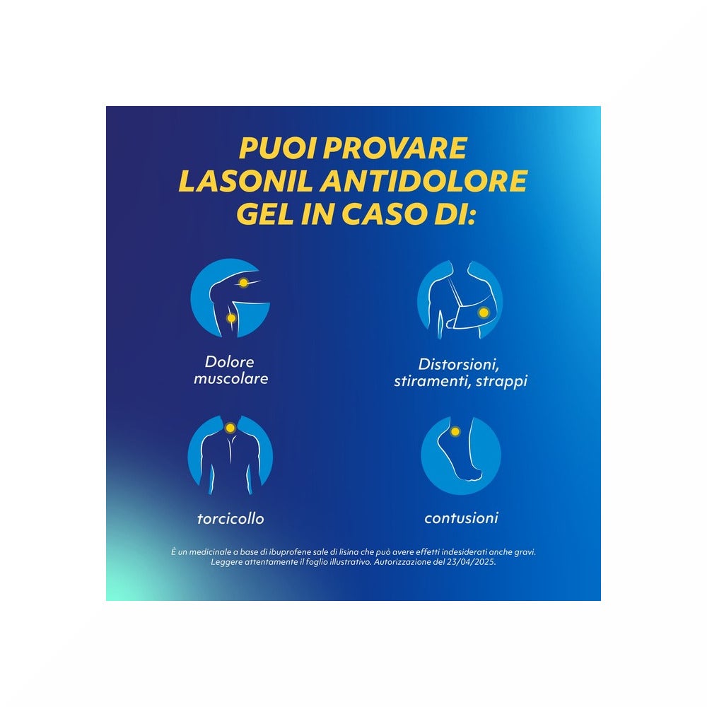 Lasonil Antidolore Gel Dolori Muscolari e Articolari Ibuprofene Sale di Lisina 10% 50gr-27