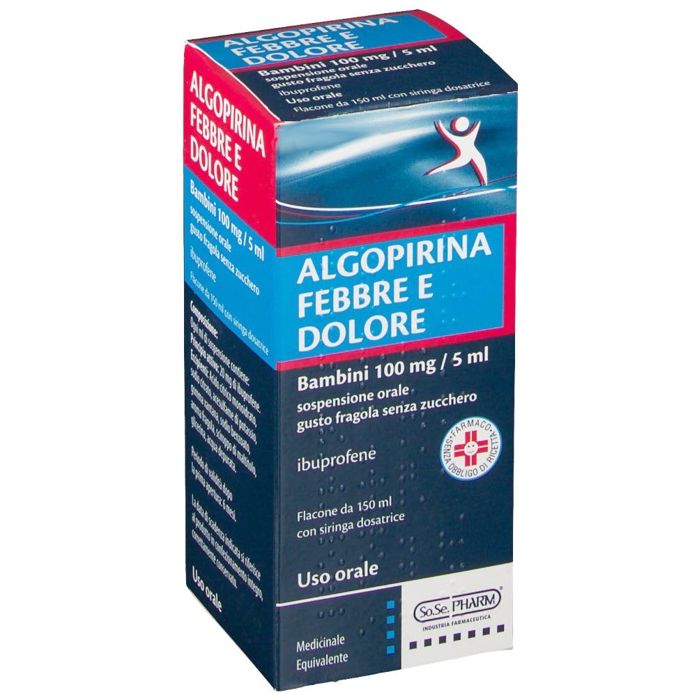 Algopirina Febbre Dolore Bambini 100mg/5ml Gusto Fragola 150ml-1