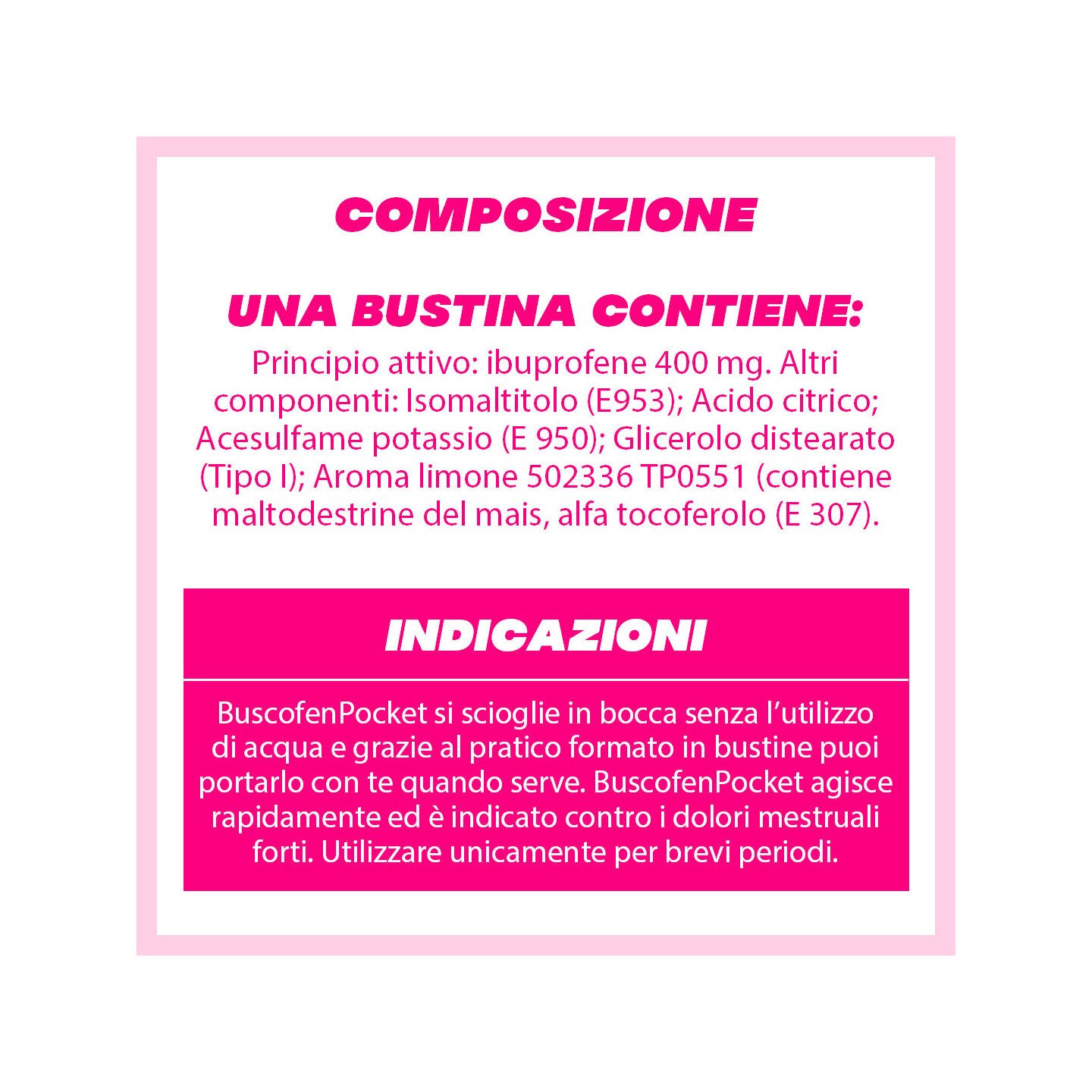 BuscofenPocket 400mg Con Ibuprofene Analgesico Contro Dolori Da Ciclo 10 Bustine-10