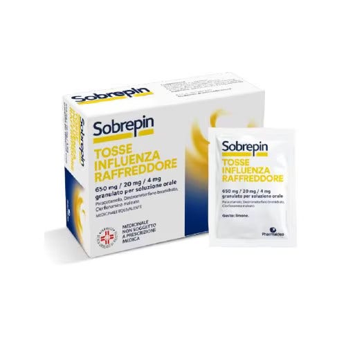 Sobrepin Tosse Influenza Raffreddore 10 Buste 650mg + 20mg + 4mg-1