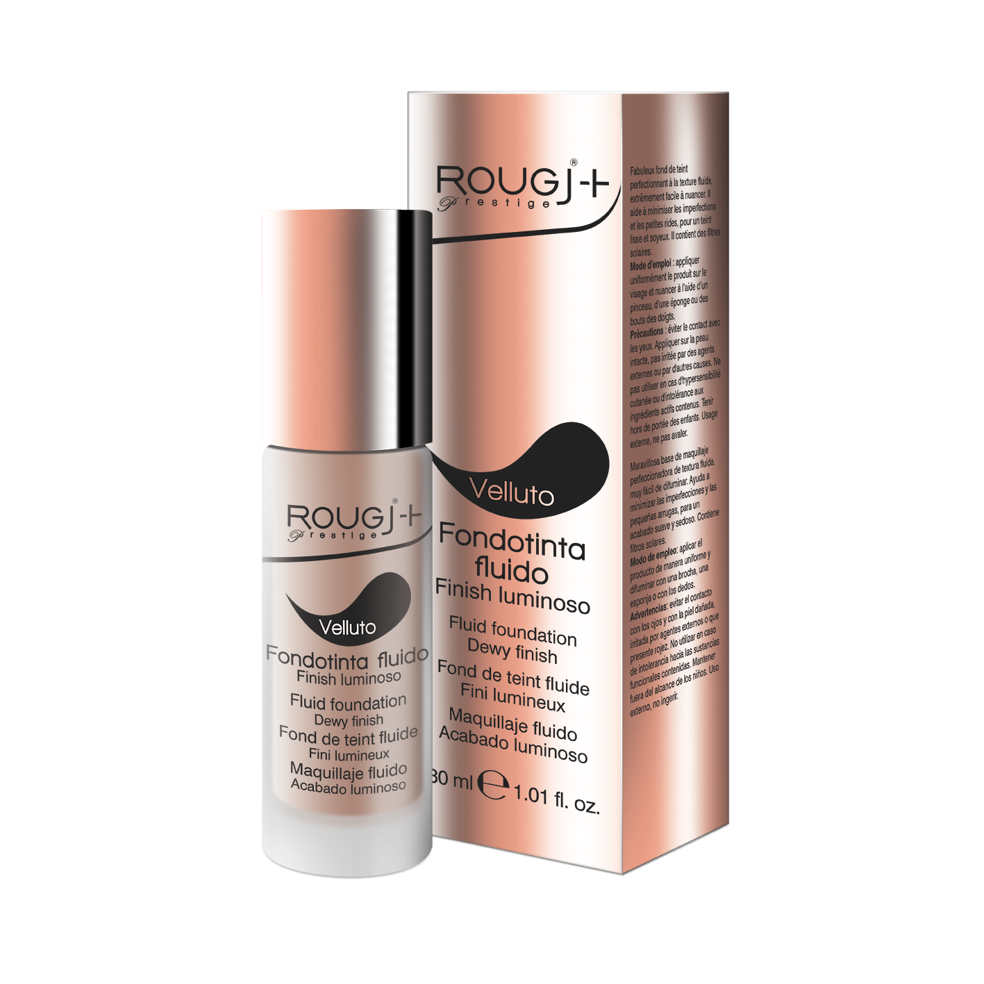 Rougj Prestige Fondotinta Fluido Velluto 01 Porcellain 30ml  - 1