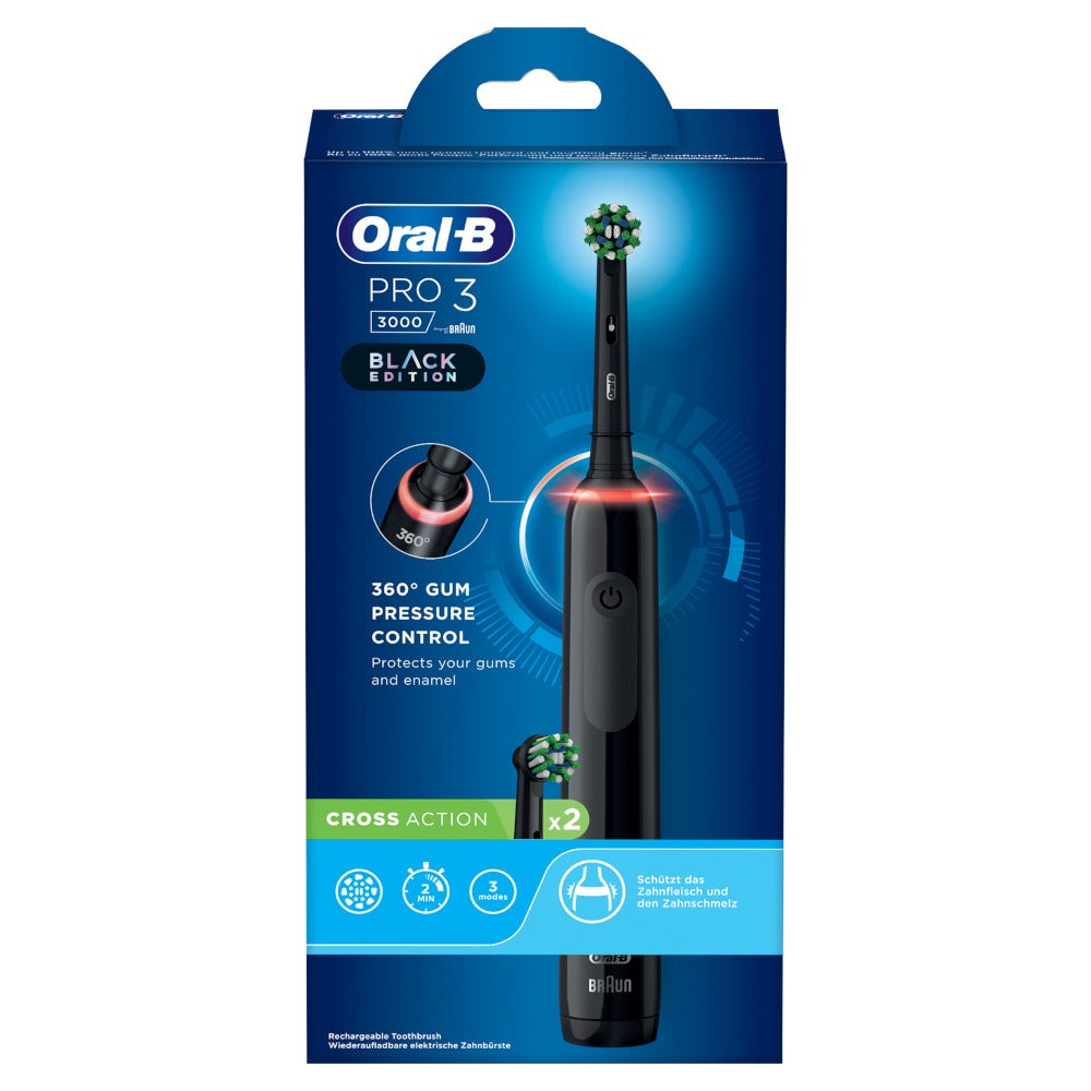 Oral-B Spazzolino Elettrico Ricaricabile Nero Pro3 3000, 1 Custodia Da Viaggio, 2 Spazzolini-4