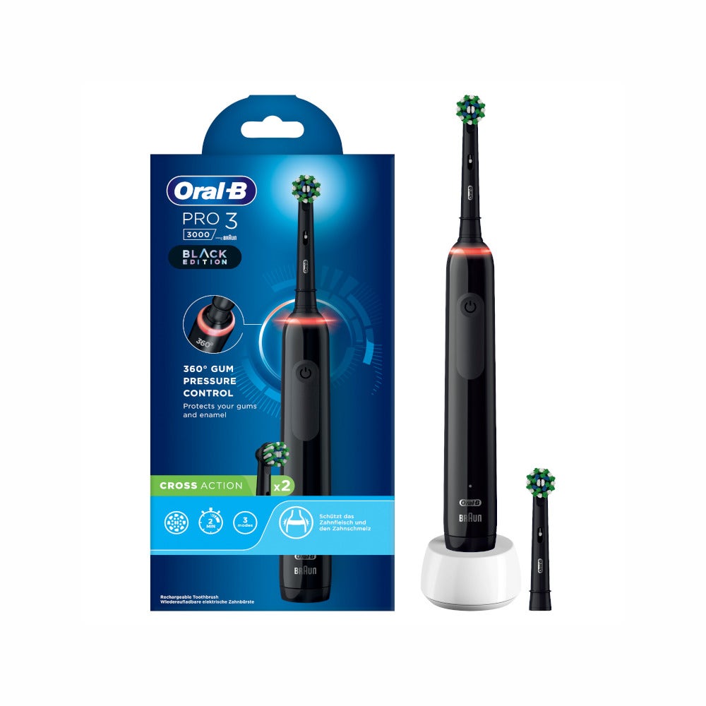 Oral-B Spazzolino Elettrico Ricaricabile Nero Pro3 3000, 1 Custodia Da Viaggio, 2 Spazzolini-6