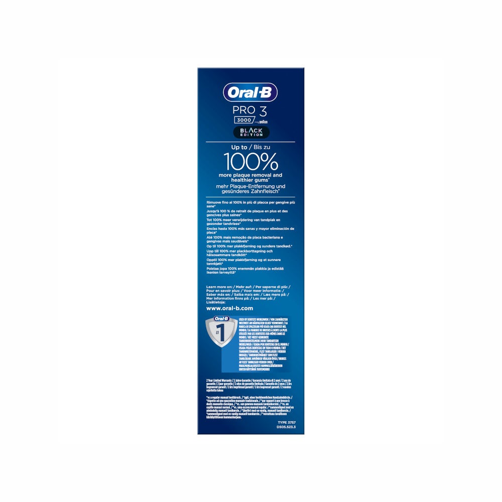 Oral-B Spazzolino Elettrico Ricaricabile Nero Pro3 3000, 1 Custodia Da Viaggio, 2 Spazzolini-7