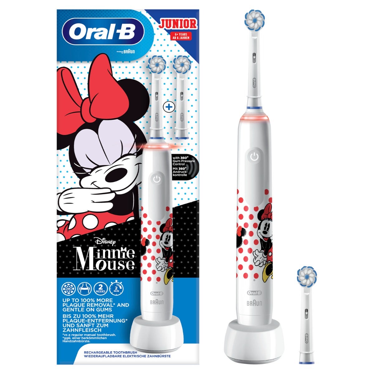 Oral-B Spazzolino Elettrico Ricaricabile Junior Minnie +6 Anni, 2 Testine, 1 Spazzolino-1