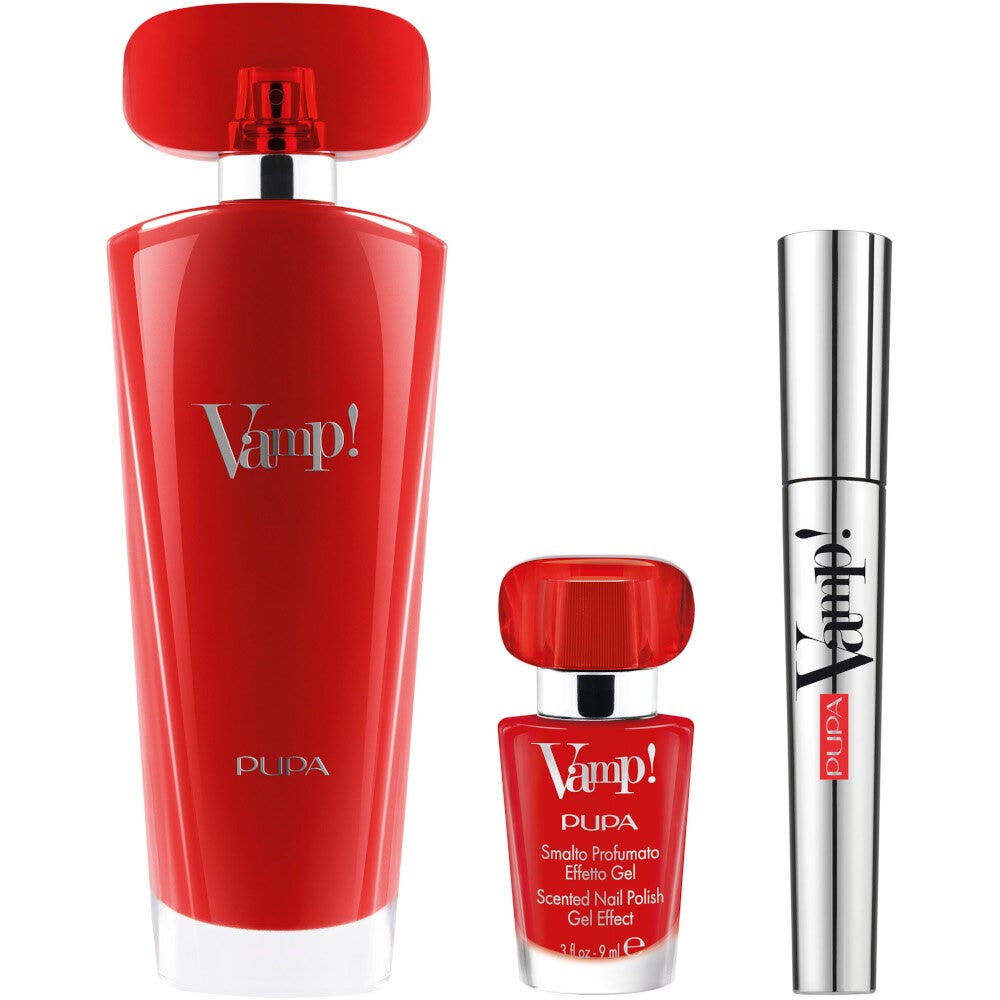 Pupa Kit Vamp Red Eau De Parfum 100 ml+Mascara 9ml+Smalto Profumato Effetto Gel 9ml-1