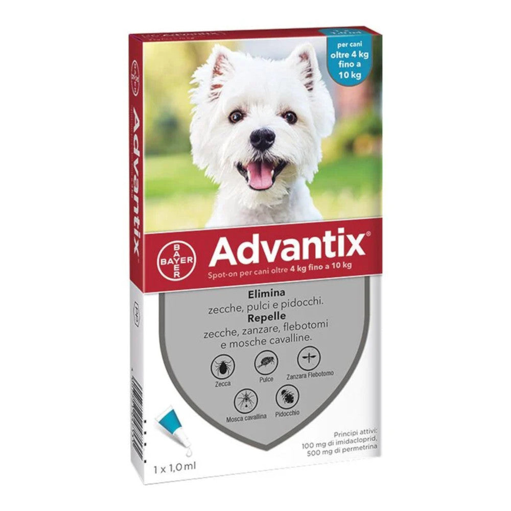 Advantix Spot On Per Cani da 4 a 10 Kg Soluzione 1 Pipetta da 1,0ml
