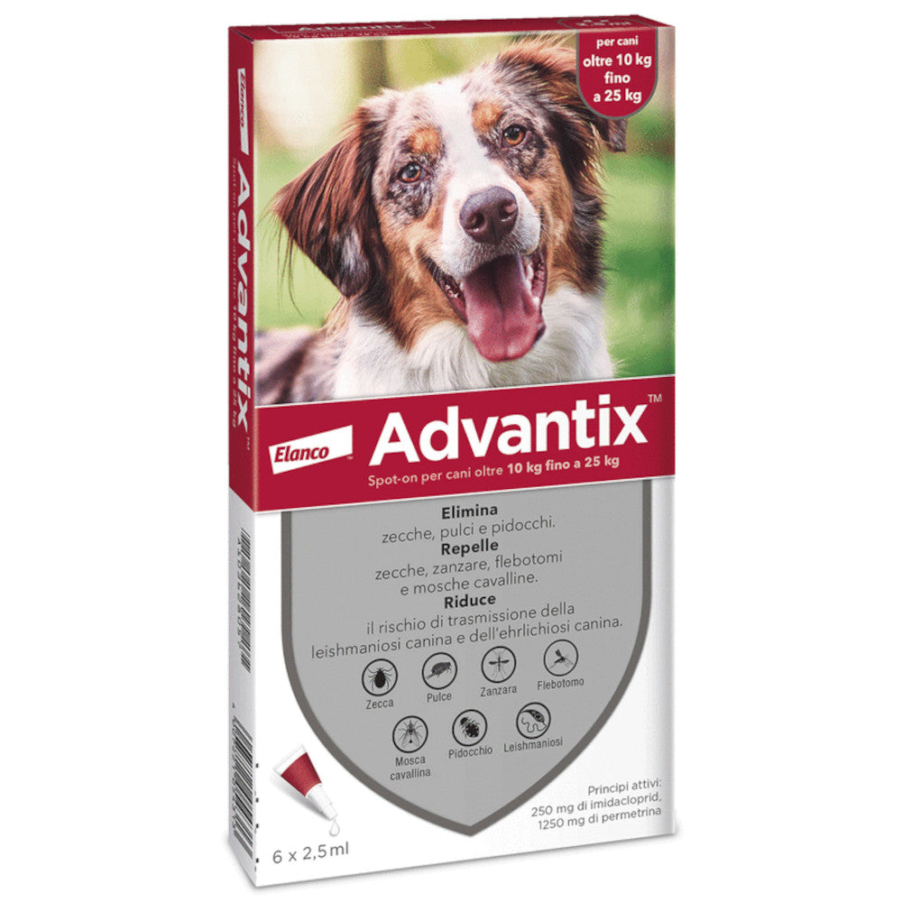 Advantix Spot On Per Cani da 10 a 25 Kg 2,5ml 6 Pipette