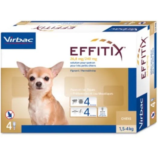 Effitix Spot-On Soluzione 4 Pipette 0.44ml 26,8mg+240mg Cani Da 1,5 a 4kg-3