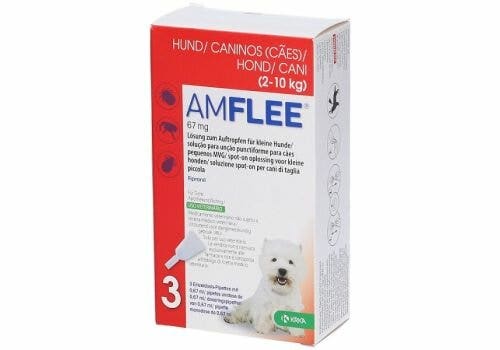 Amflee 0,67ml 67mg Spot-On Soluzione Antiparassitaria Per Cani Da 2 A 10kg 3 Pipette-1