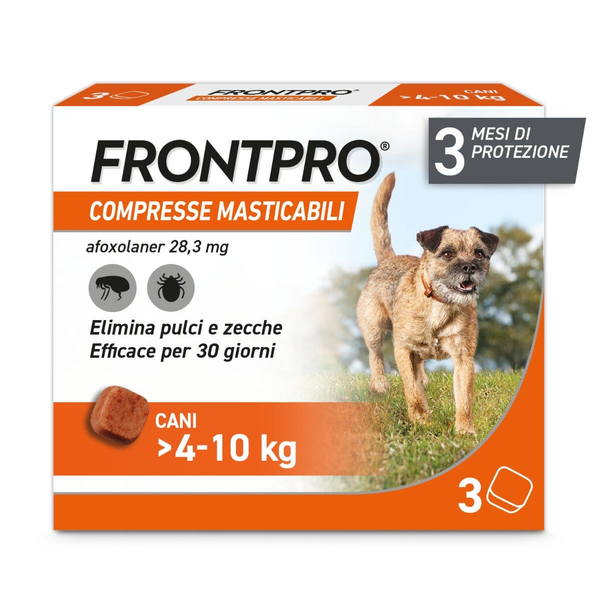 Frontpro Contro Pulci E Zecche 3 Compresse Masticabili Per Cani 4-10 Kg 28,3 Mg-3