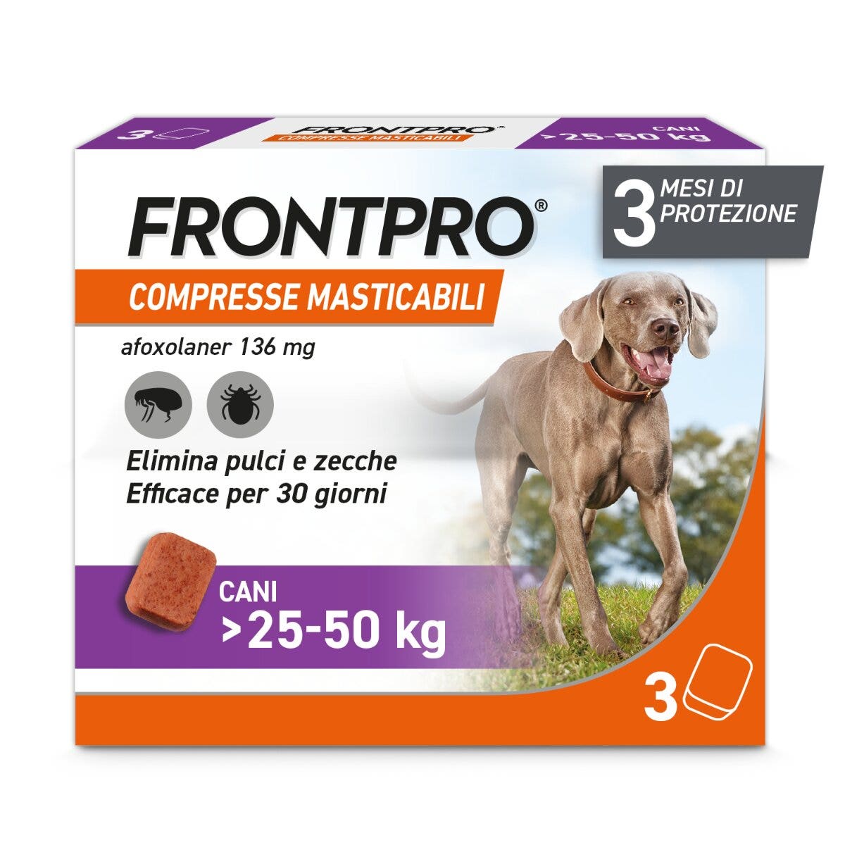 Frontpro Contro Pulci E Zecche 3 Compresse Masticabili Per Cani 25-50 Kg 136 Mg-5