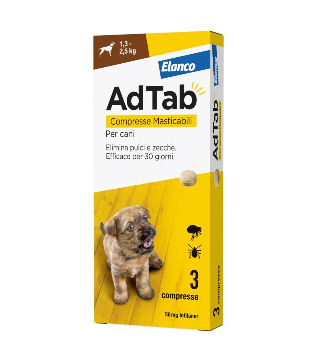 Adtab Per Cani Da 1,3 A 5,5kg 3 Compresse Masticabili 56mg-1